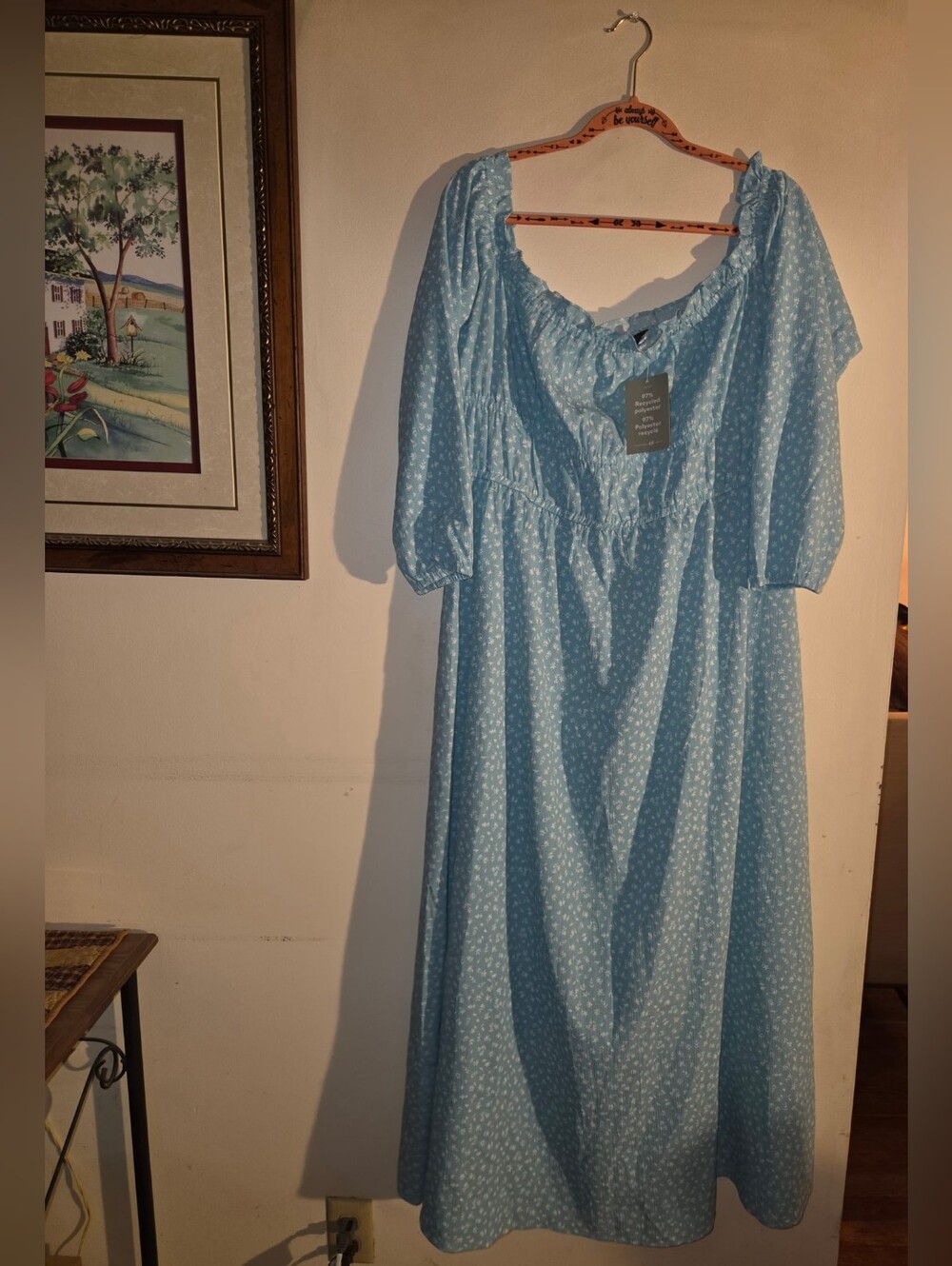 Blue Floral Long Sleeve Dress